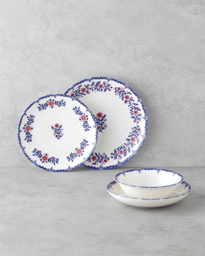 Bluebell Porselen Yemek Takımı 24 Parça 6 Kişilik Mavi