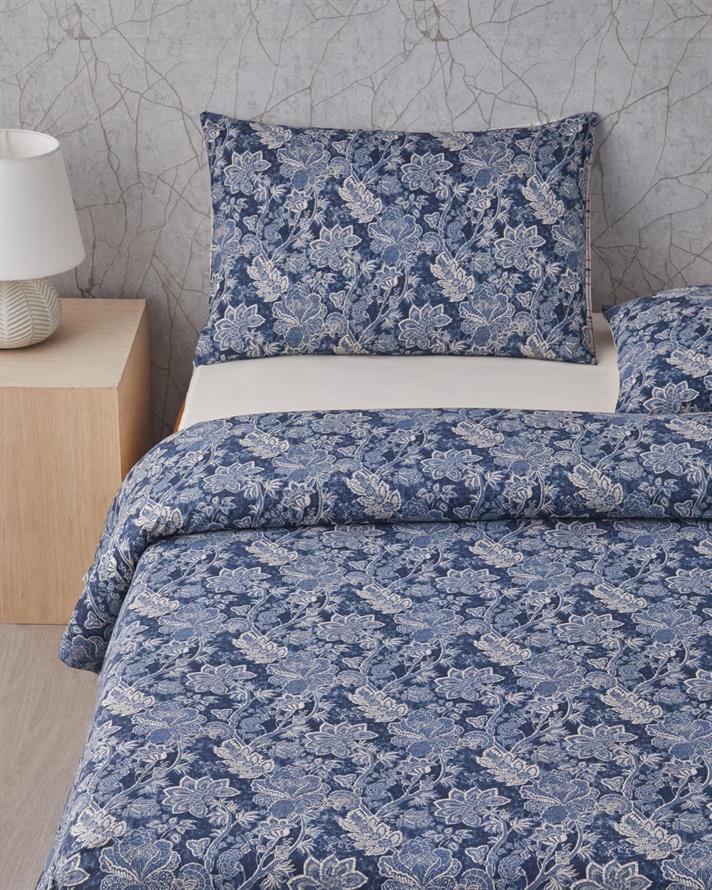 Boho Bloom Pamuk Çift Kişilik Nevresim Takımı 200x220 cm Lacivert