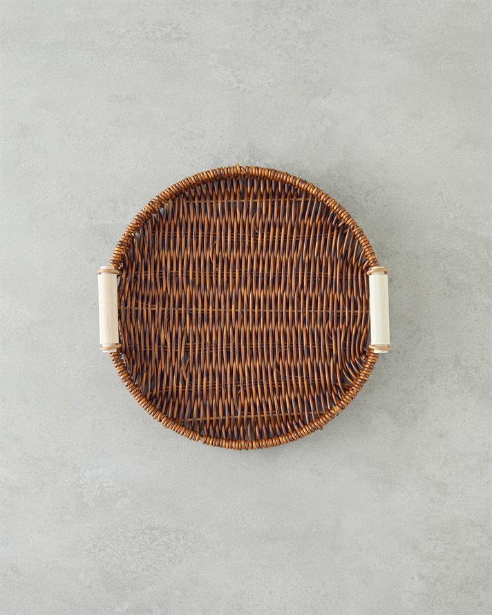Boho Rattan Tepsi 25x25x3 cm Kahverengi
