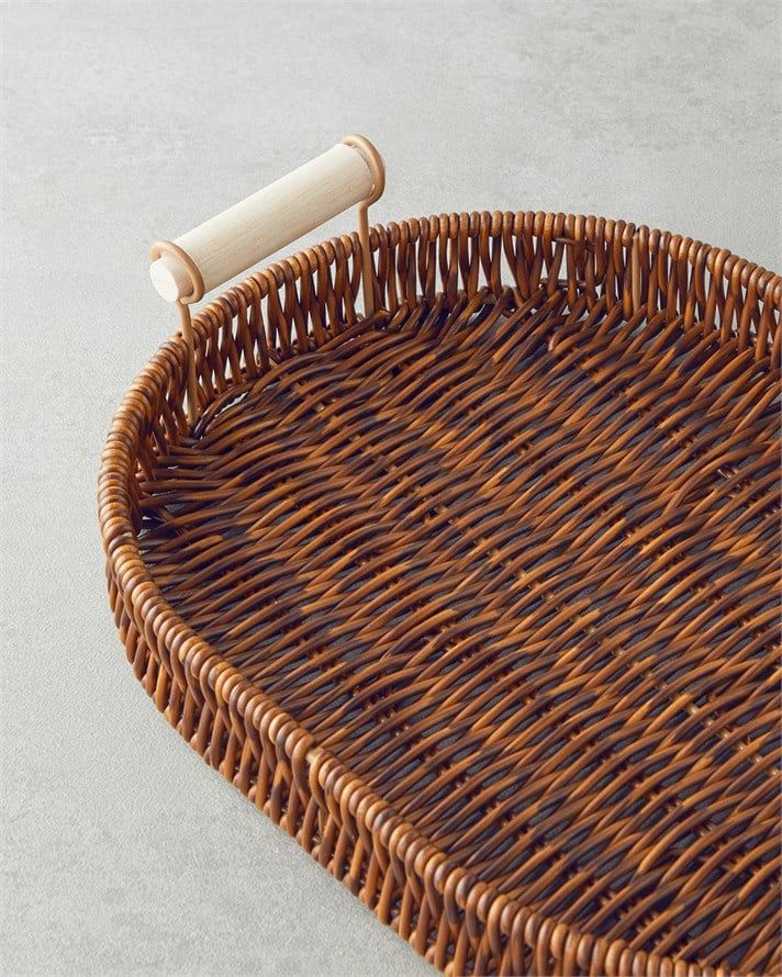 Boho Rattan Tepsi 29x20x3 cm Kahverengi