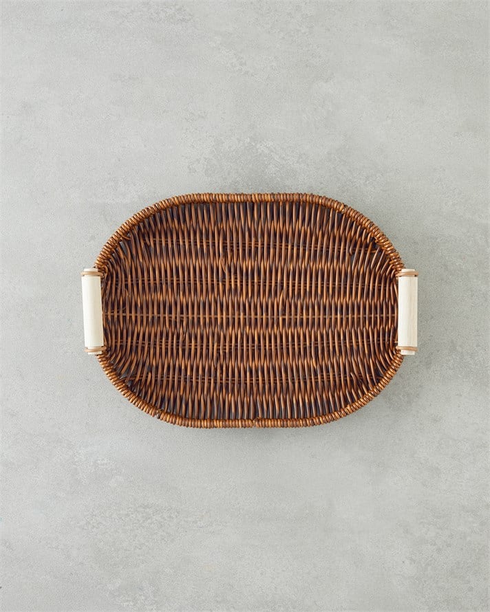 Boho Rattan Tepsi 29x20x3 cm Kahverengi