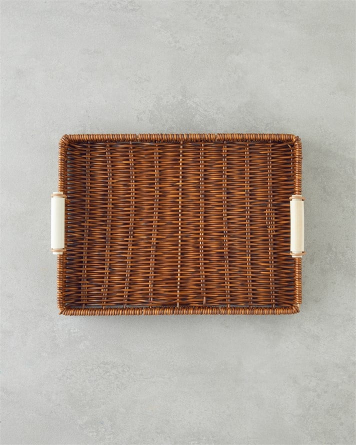 Boho Rattan Tepsi 30x22x3 cm Kahverengi