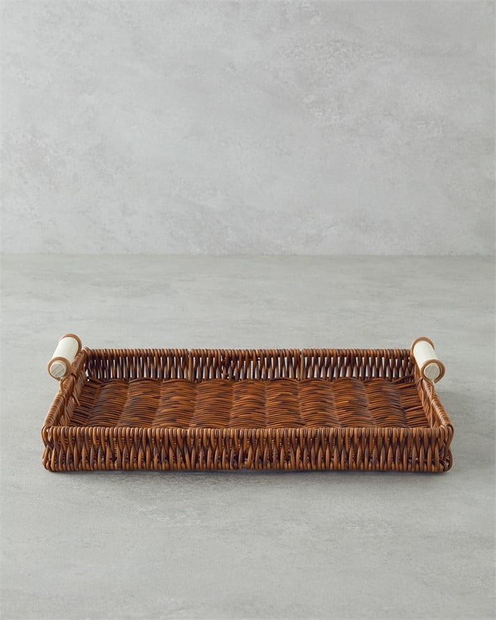 Boho Rattan Tepsi 30x22x3 cm Kahverengi