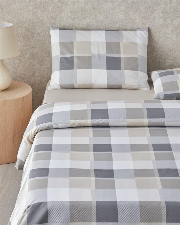 Bold Pattern Kolay Ütülenir Tek Kişilik Çarşaflı Nevresim Takımı 160x220 cm Taş Rengi