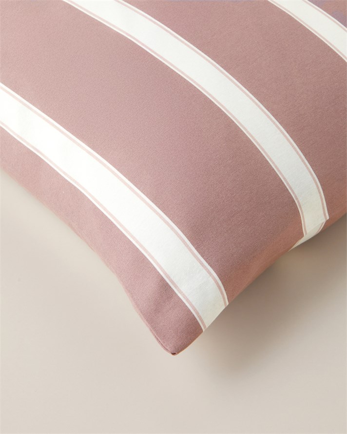 Bold Stripe Pamuklu 2li Yastık Kılıfı 50x70 cm Açık Mürdüm-Pembe