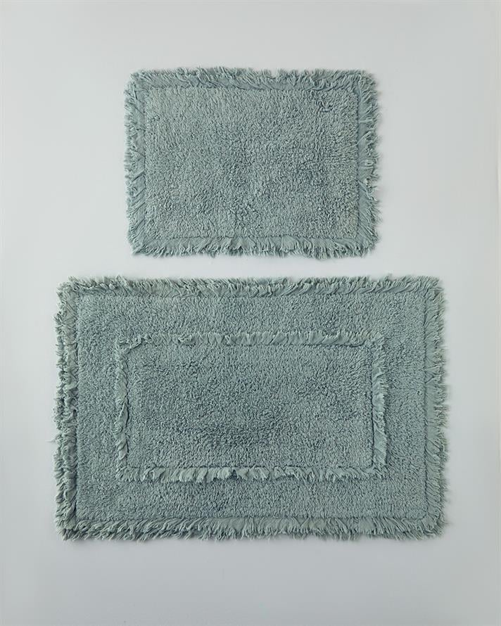 Bona Pamuklu Banyo Paspası Seti 60x90 + 40x60 cm Koyu Yeşil