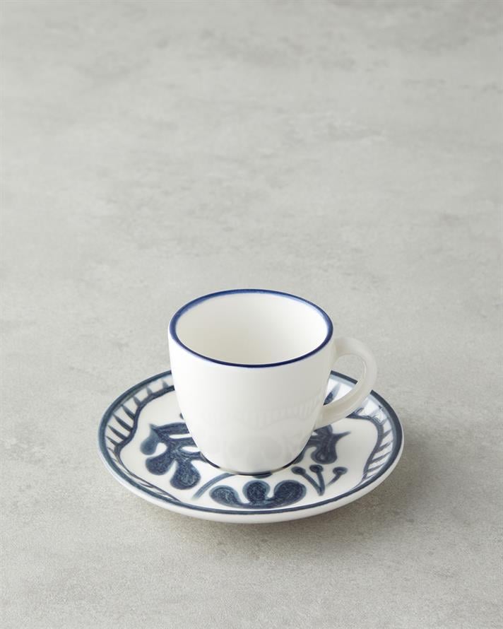 Bonnie Bone Porselen 4 Parça 2 Kişilik Kahve Fincan Takımı 90 ml Koyu Mavi