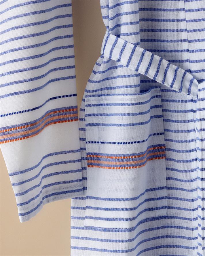 Bony Rejenere Peştemal Bornoz Standart Lacivert-Turuncu