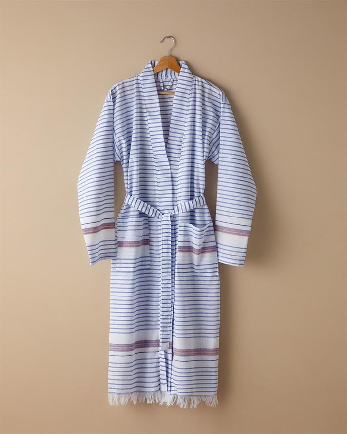 Bony Rejenere Peştemal Bornoz Standart Lacivert-Turuncu