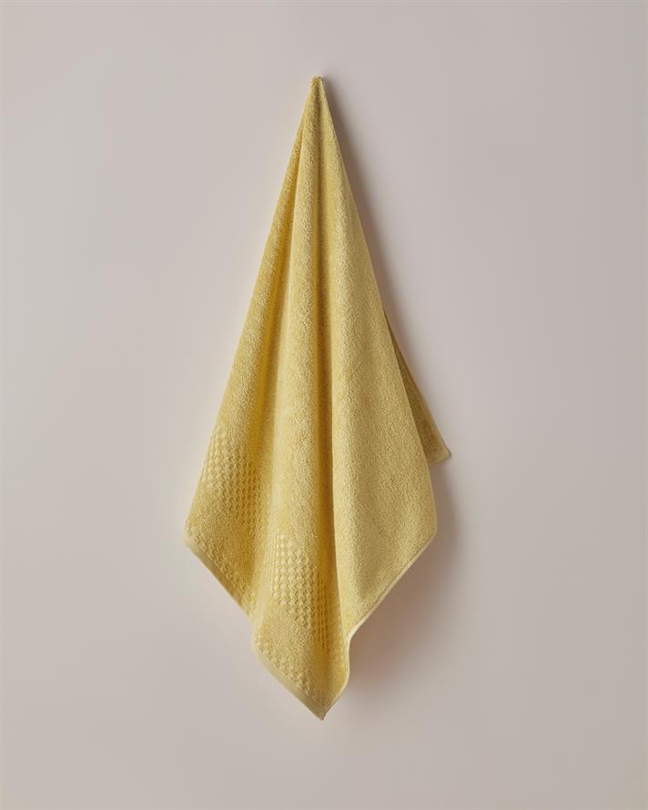Border Check Pamuk Banyo Havlusu 70x140 cm Sarı