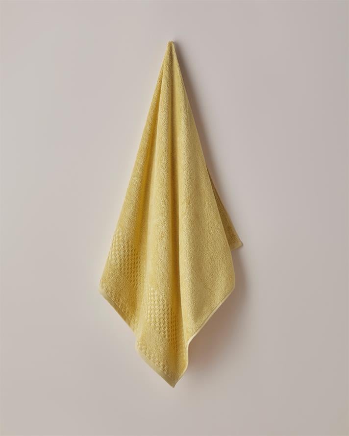 Border Check Pamuk Banyo Havlusu 70x140 cm Sarı