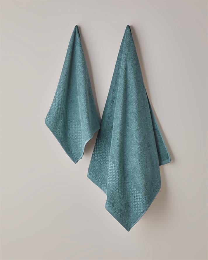 Border Check Pamuk Banyo Havlusu 70x140 cm Petrol