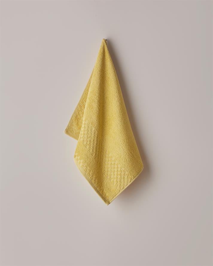 Border Check Pamuk Yüz Havlusu 50x80 cm Sarı