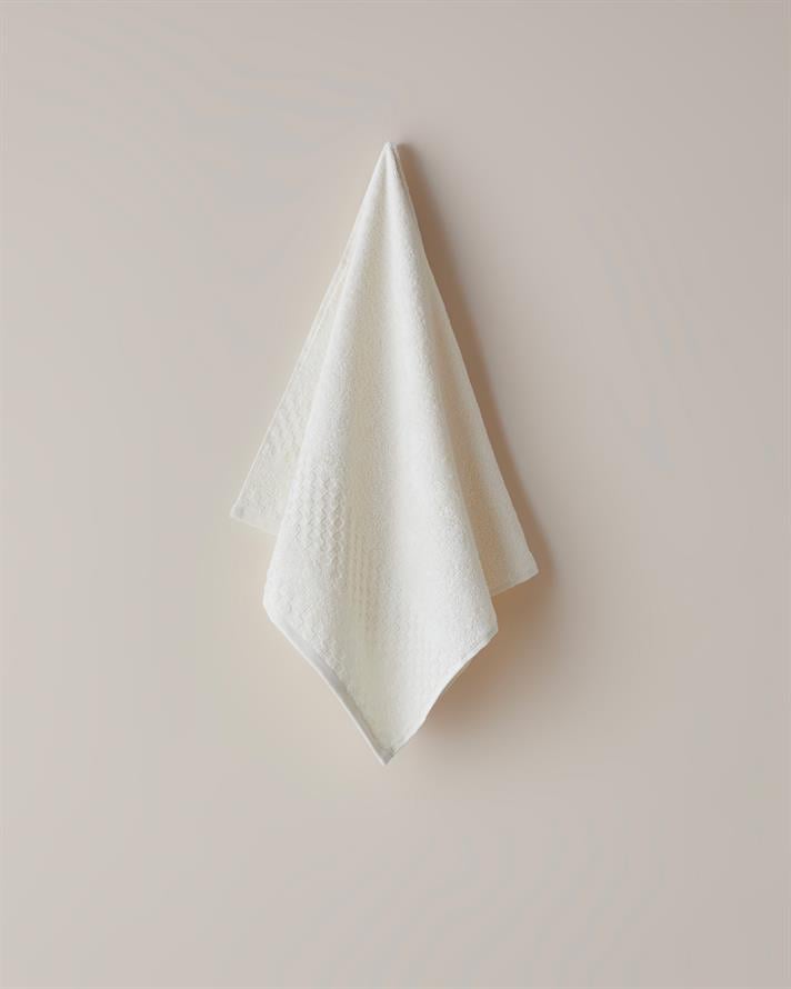 Border Check Pamuk Yüz Havlusu 50x80 cm Fildişi