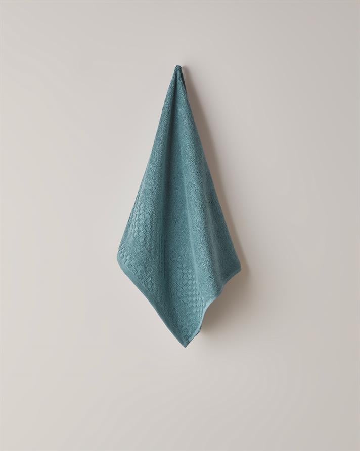 Border Check Pamuk Yüz Havlusu 50x80 cm Petrol