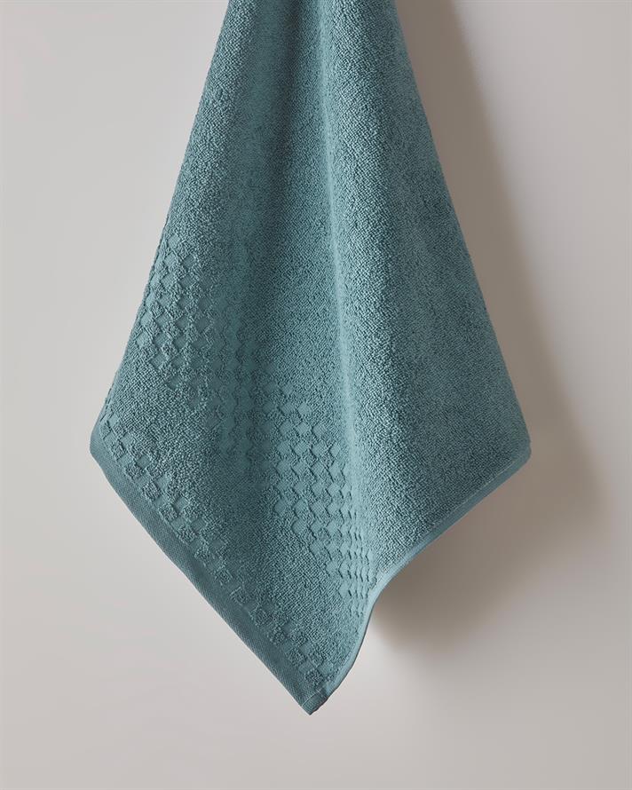 Border Check Pamuk Yüz Havlusu 50x80 cm Petrol