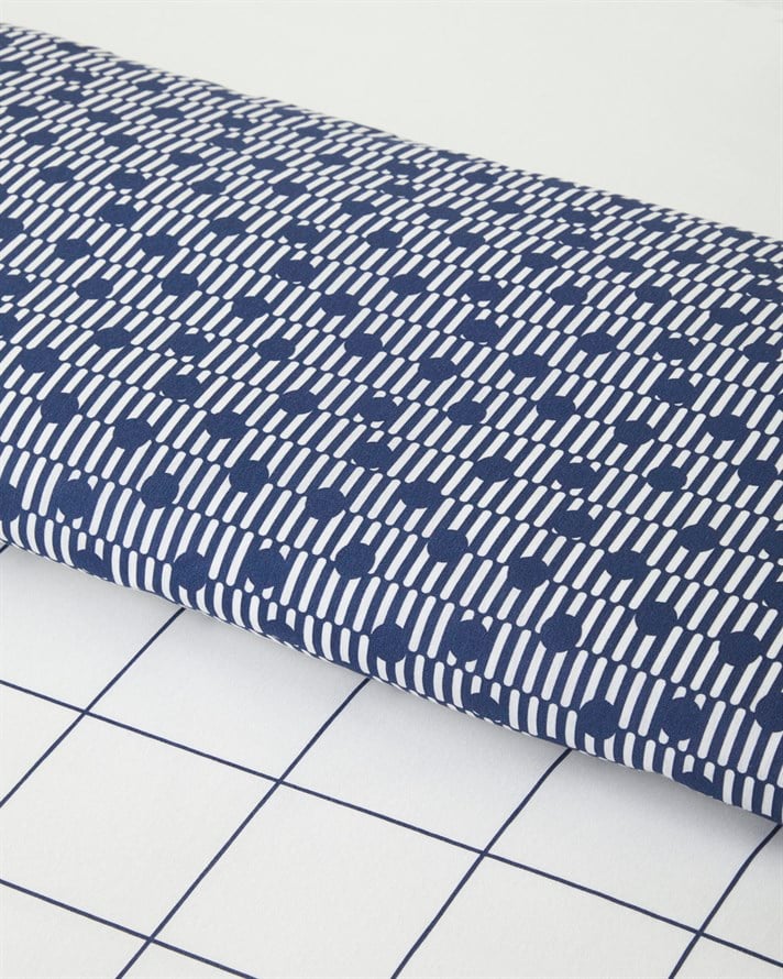 Border Dots Kolay Ütülenir Çift Kişilik Çarşaflı Nevresim Takımı 200x220 cm Lacivert