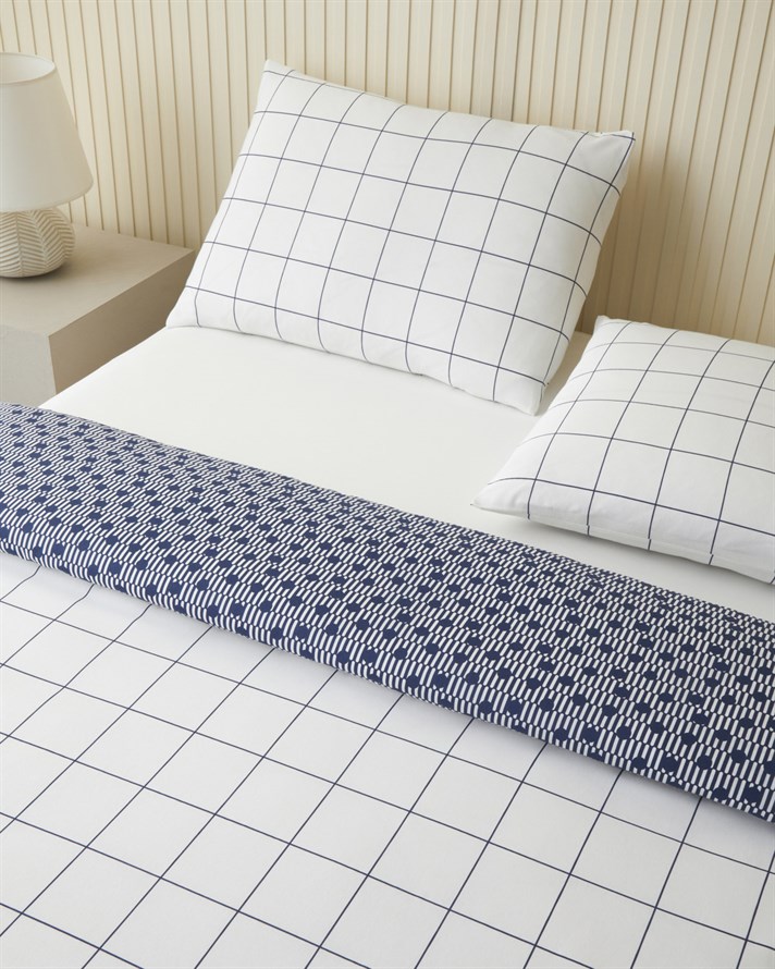 Border Dots Kolay Ütülenir Çift Kişilik Nevresim Takımı 200x220 cm Lacivert