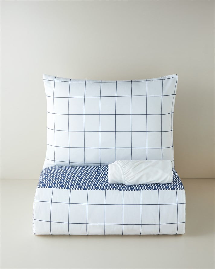 Border Dots Kolay Ütülenir Tek Kişilik Nevresim Takımı 160x220 cm Lacivert