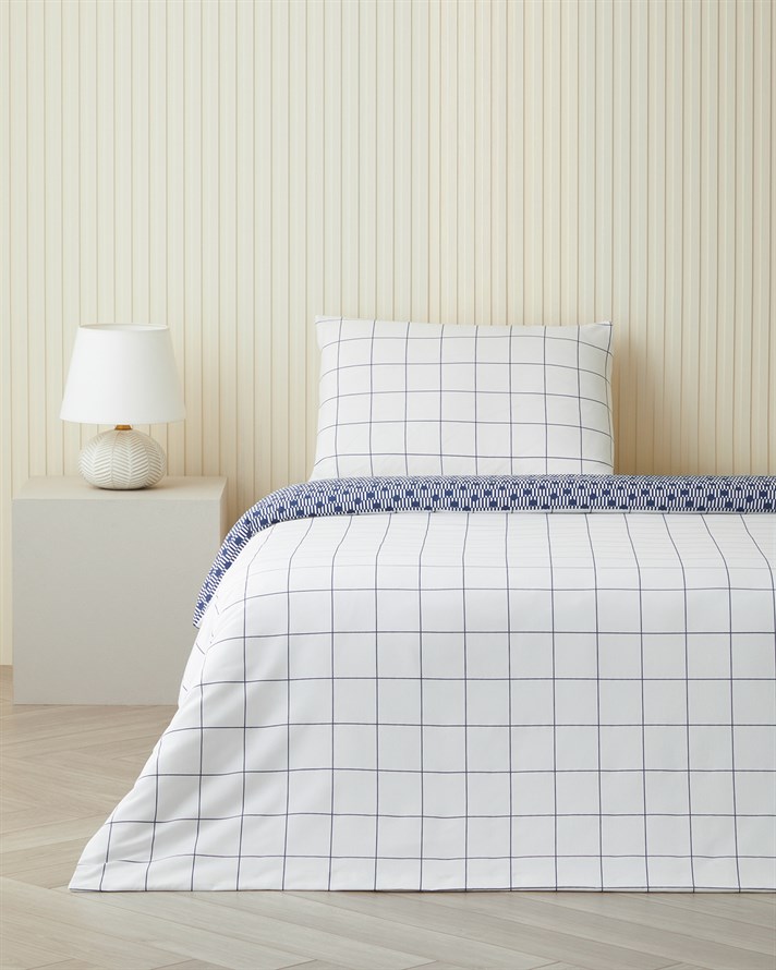 Border Dots Kolay Ütülenir Tek Kişilik Nevresim Takımı 160x220 cm Lacivert