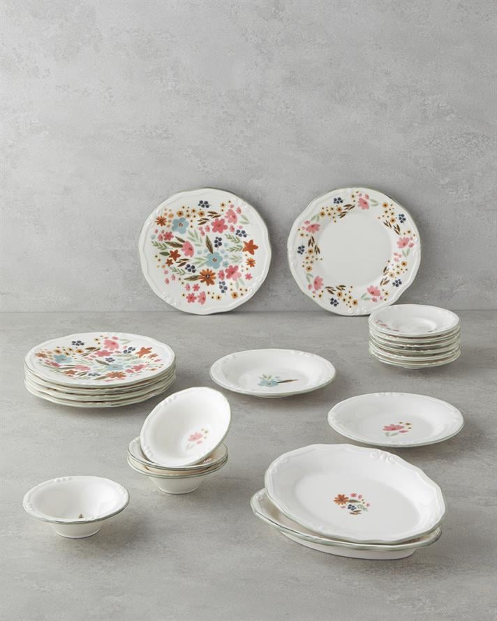 Botanic Porselen Kahvaltı Takımı 20 Parça 6 Kişilik Renkli