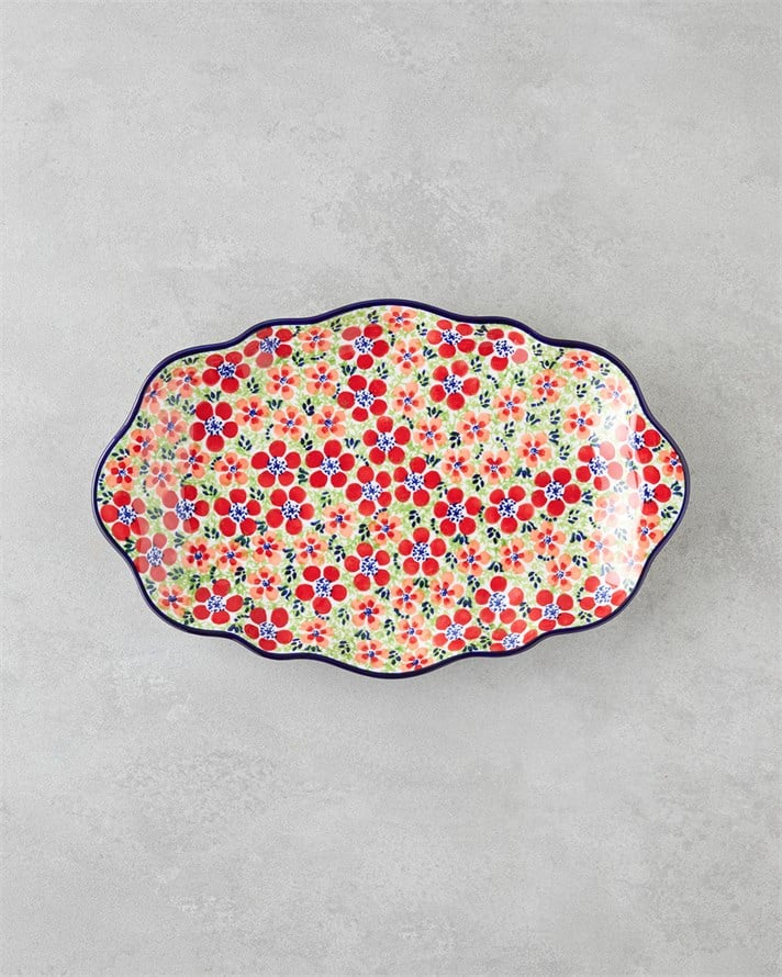 Botanic Stoneware Kayık Tabak 35 cm Renkli
