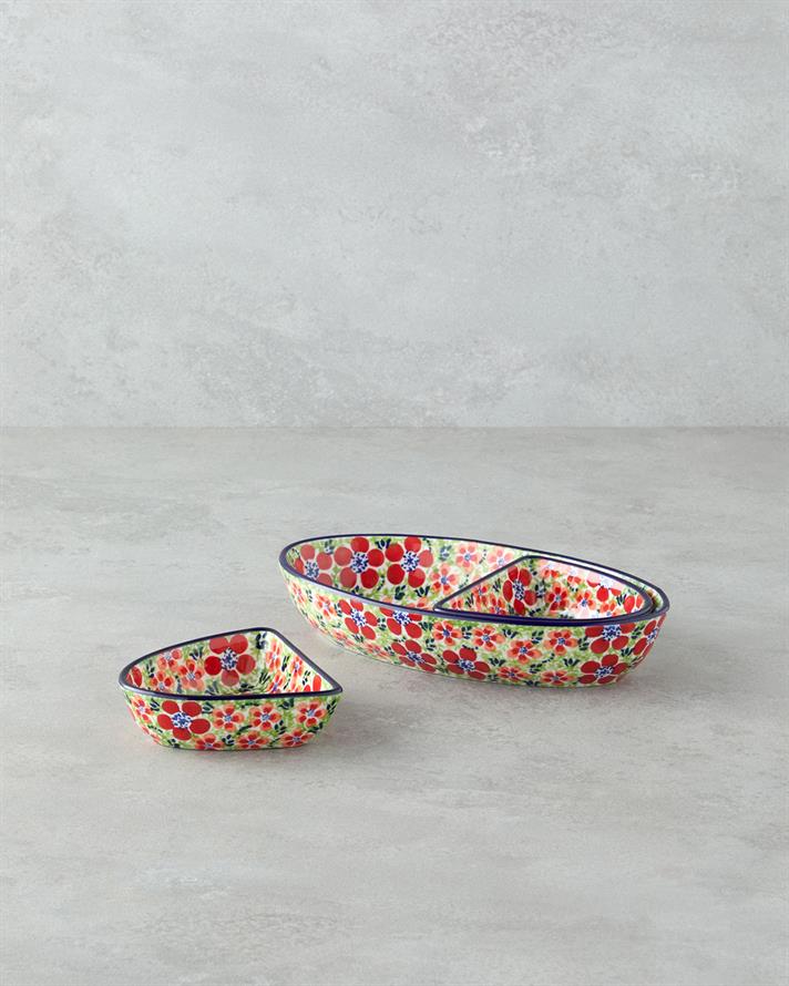 Botanic Stoneware 3 Parça Sunumluk 23x12x4 cm Renkli
