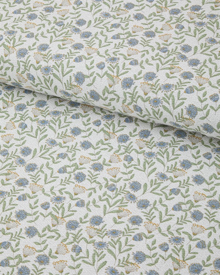 Botanica Baskılı Pamuklu Tek Kişilik Pike 150x220 cm Mavi