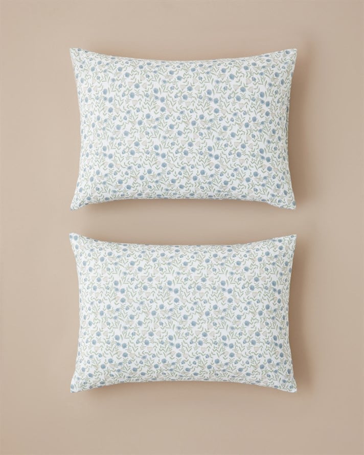 Botanica Kolay Ütülenir 2li Yastık Kılıfı 50x70 cm Mavi - Yeşil