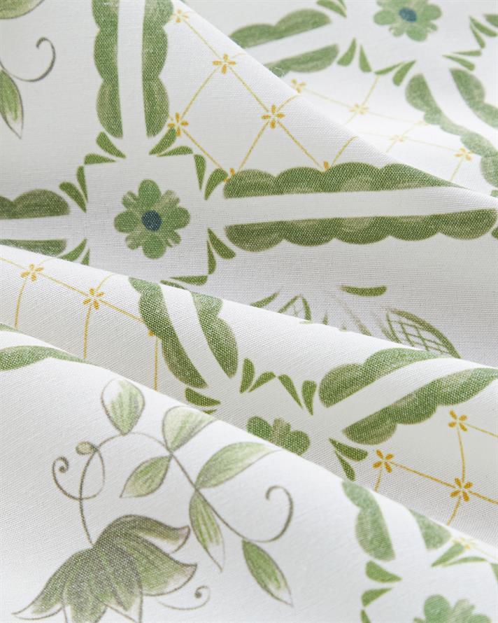 Botanical Garden Pamuk Polyester Masa Örtüsü 150x200 cm Beyaz - Yeşil