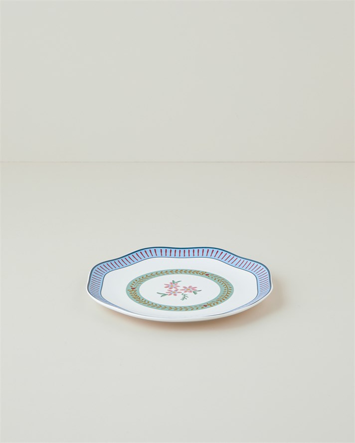 Botanical Romance New Bone Pasta Tabağı 20 cm Mavi - Yeşil
