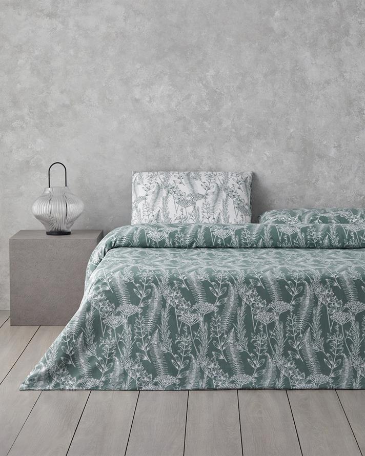 Botanical Spring Kolay Ütülenir Tek Kişilik Çarşaflı Nevresim Takımı 160x220 cm Yeşil