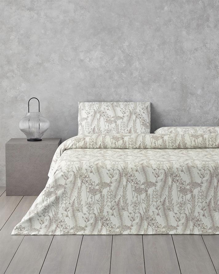Botanical Spring Kolay Ütülenir Tek Kişilik Çarşaflı Nevresim Takımı 160x220 cm Bej