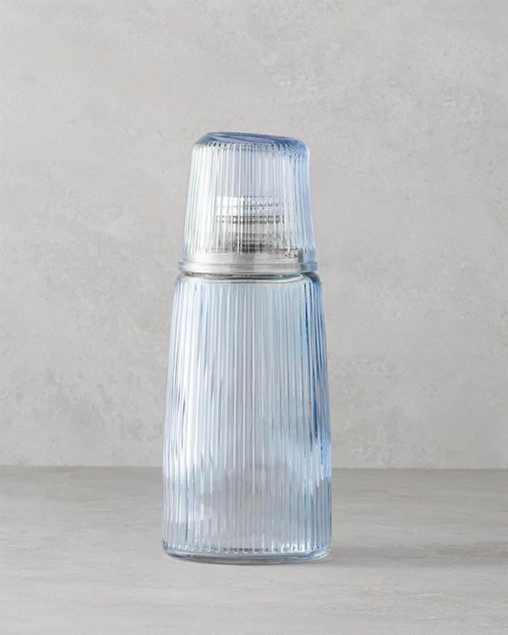 Botelya Cam Başucu Sürahi Mavi