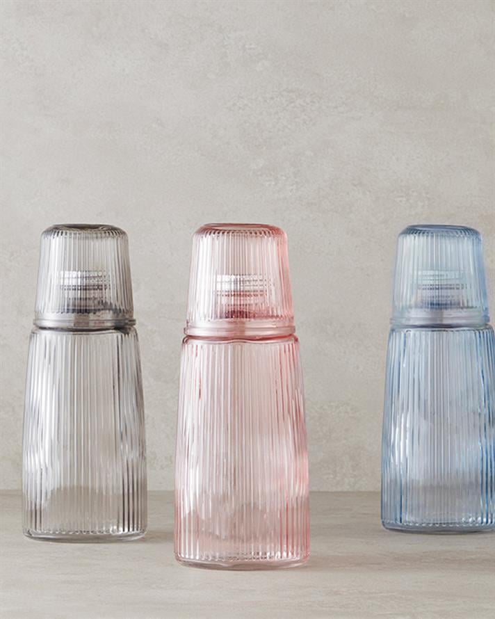 Botelya Cam Başucu Sürahi Mavi