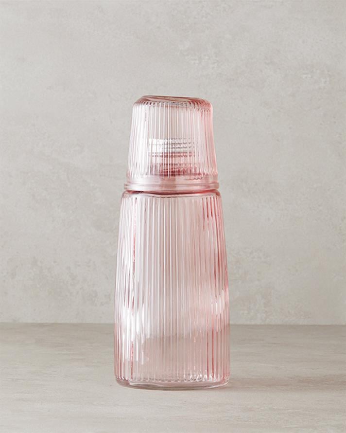 Botelya Cam Başucu Sürahi Pembe