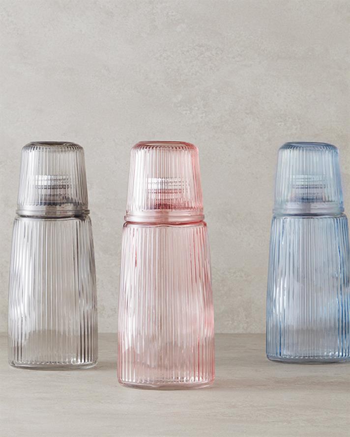 Botelya Cam Başucu Sürahi Pembe