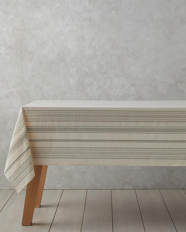 Boundaries Pamuk Masa Örtüsü 140x200 cm Krem - Yeşil