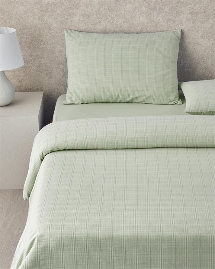 Breezy Escape Pamuk Ekose Tek Kişilik Nevresim Takımı 160x220 cm Yeşil