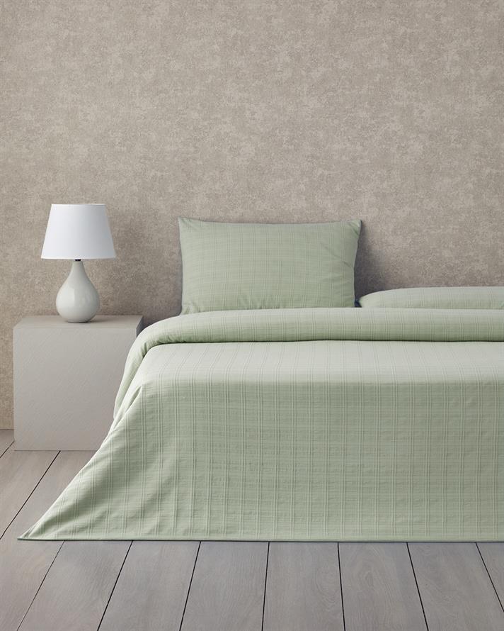 Breezy Escape Pamuk Ekose Tek Kişilik Nevresim Takımı 160x220 cm Yeşil