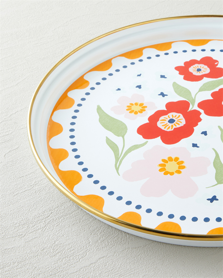 Bright Bloom Emaye Tepsi 31 cm Renkli