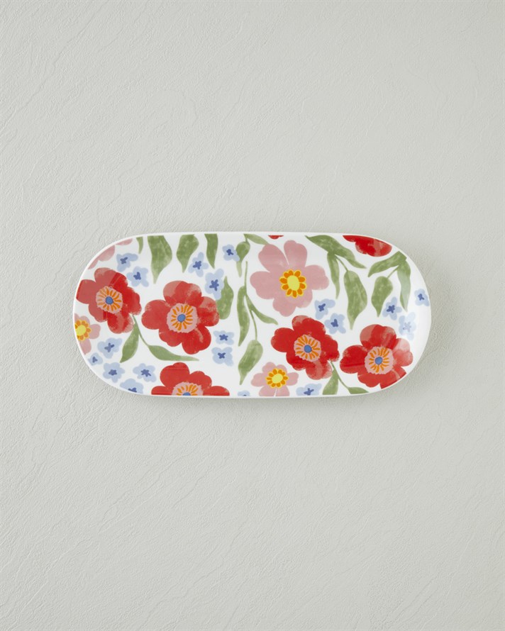 Bright Bloom New Bone China Kayık Tabak 25x11 cm Renkli