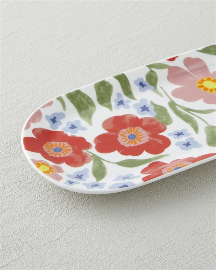 Bright Bloom New Bone China Kayık Tabak 25x11 cm Renkli