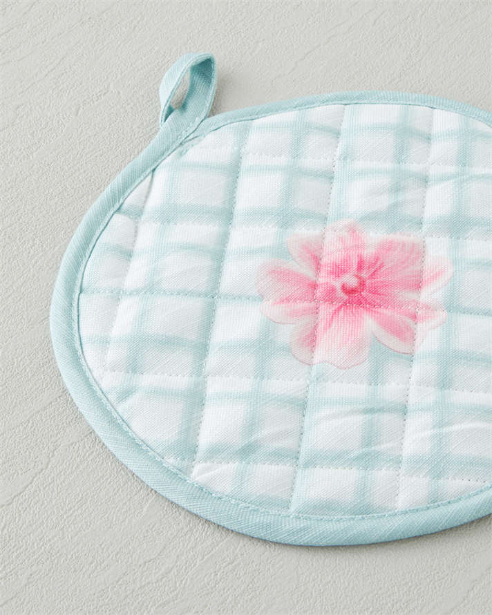 Bright Floral 2li Fırın Eldiveni ve Tutacak Seti Pembe - Yeşil