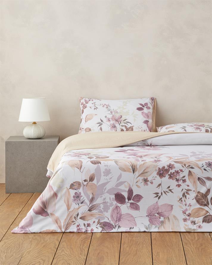 Bright Garden Dijital Baskılı Kolay Ütülenir Çift Kişilik Çarşaflı Nevresim Takımı 200x220 cm Pembe - Sarı