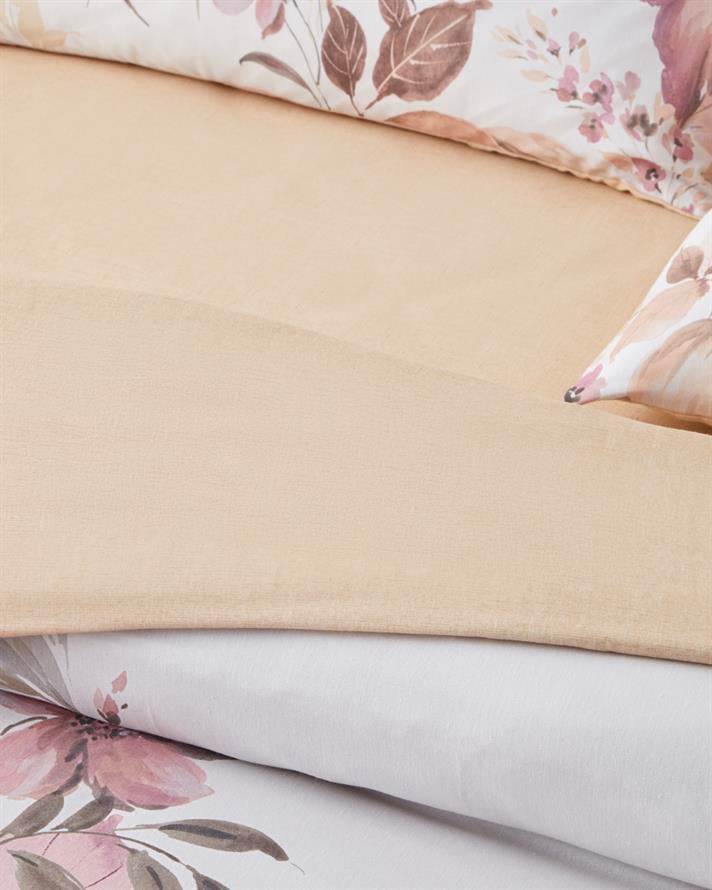 Bright Garden Dijital Baskılı Kolay Ütülenir Tek Kişilik Çarşaflı Nevresim Takımı 160x220 cm Pembe - Sarı