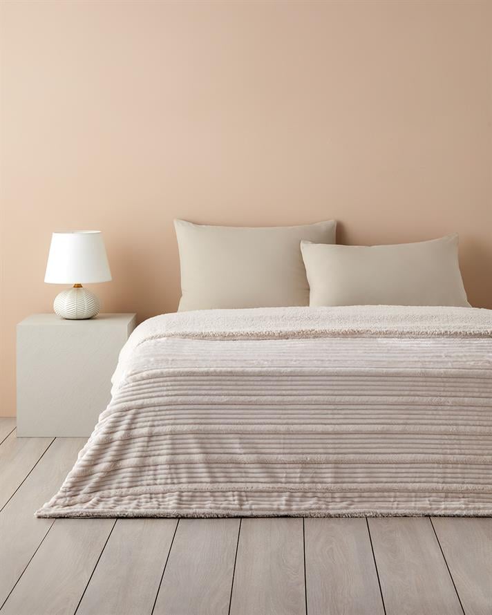 Bright Line Sherpa Supersoft Çift Kişilik Battaniye 200x220 cm Krem