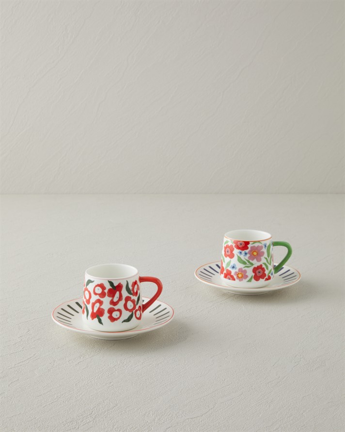 Bright Match New Bone China 4 Parça 2 Kişilik Kahve Fincan Takımı 90 ml Renkli
