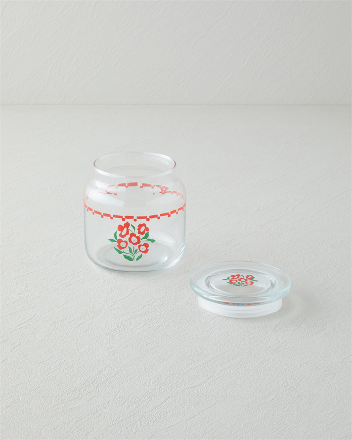 Bright Parade Cam Kavanoz 500 ml Kırmızı - Beyaz