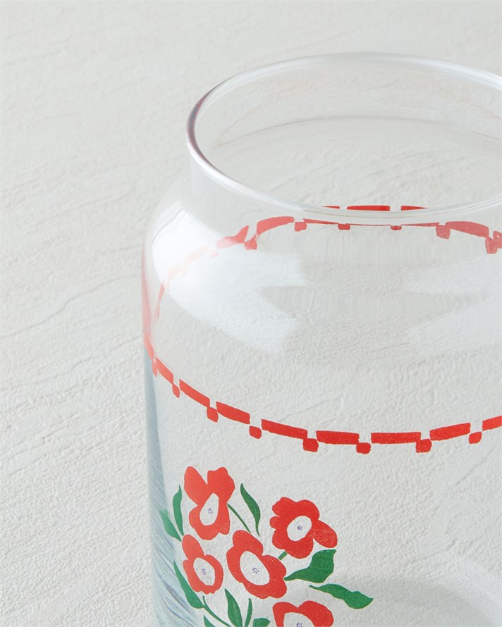 Bright Parade Cam Kavanoz 880 ml Kırmızı - Beyaz